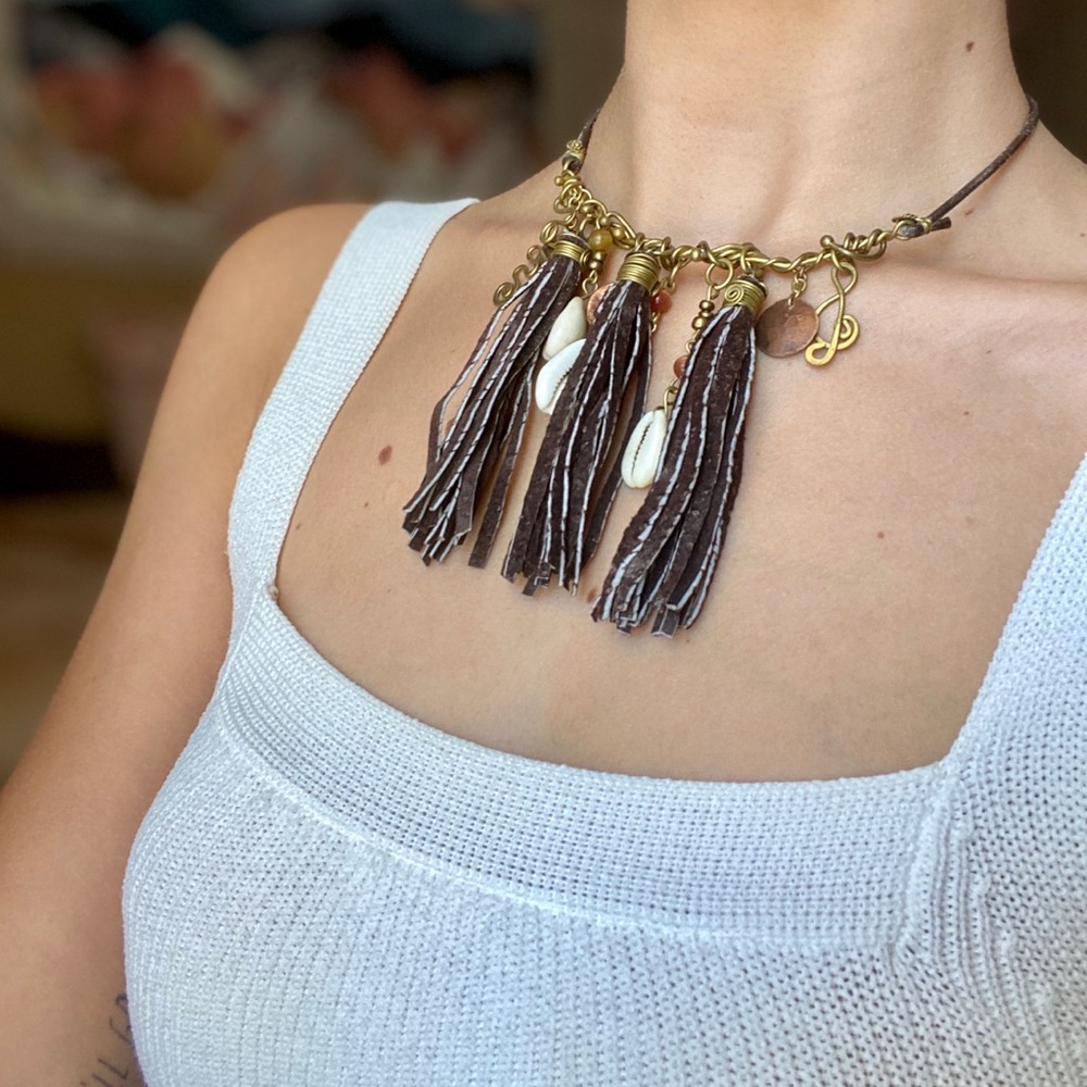 Handmade Leather Statement Necklace